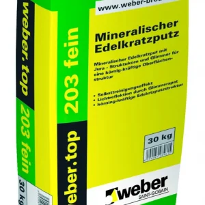 Omítka minerální webertop 203 škrábaná 1,5 mm barva 30143 25 kg